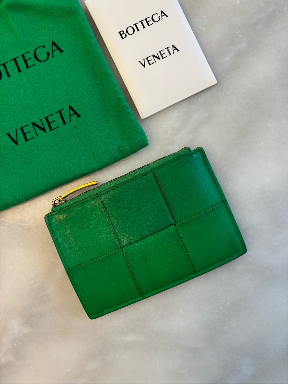Bottega Veneta Green Cassette Zippered Card Case